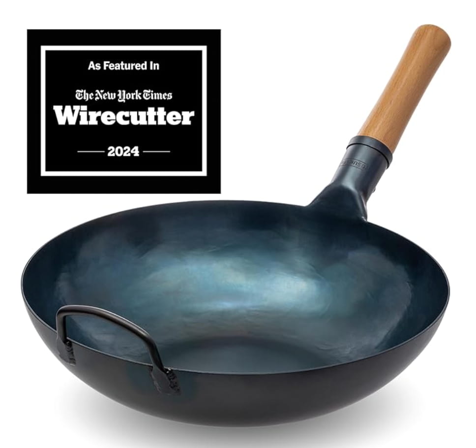 YOSUKATA Sartén Wok de Acero al Carbono 34 cm