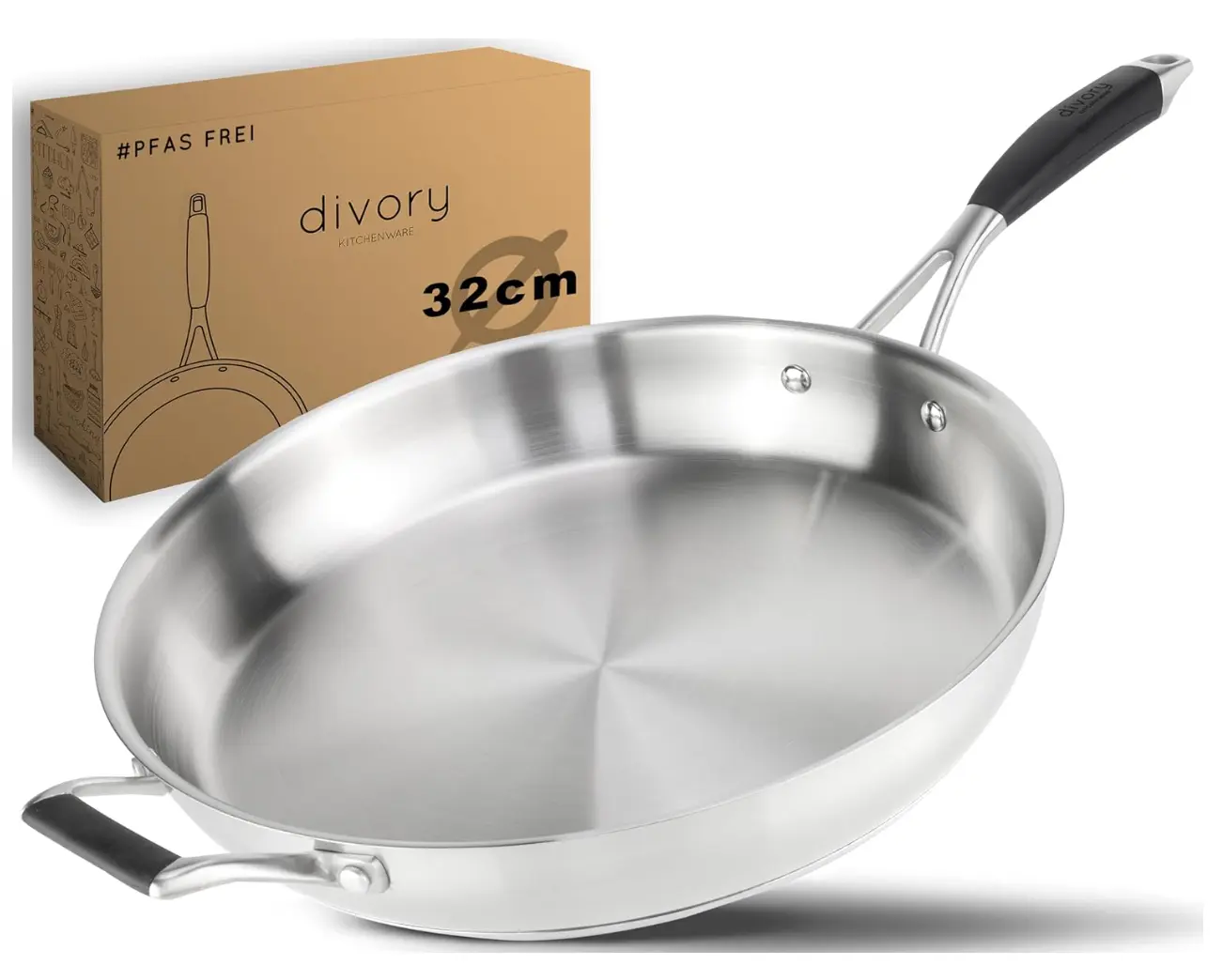 DIVORY Sartén PURA Acero Inoxidable 32 cm