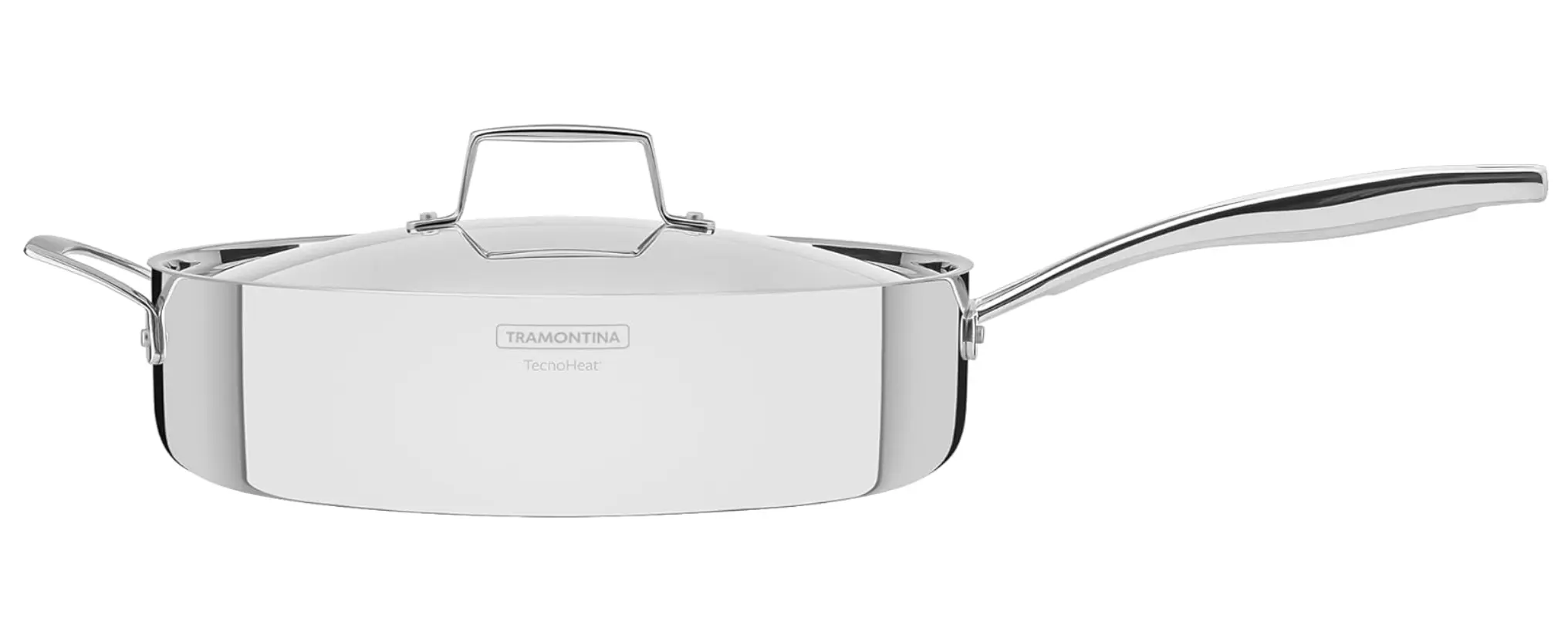 Tramontina Grano Sartén Honda Acero Inoxidable Triple Cuerpo con Tapa - 30 cm / 5.6 L