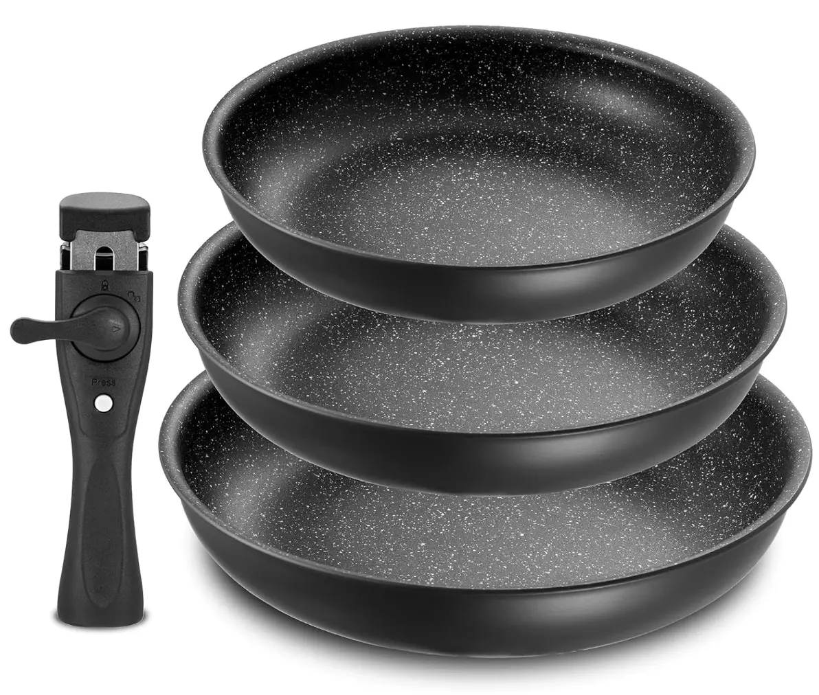 Fadware - Juego de Sartenes Antiadherentes de 4 Piezas con Mango Extraíble 20/24/28 cm 1