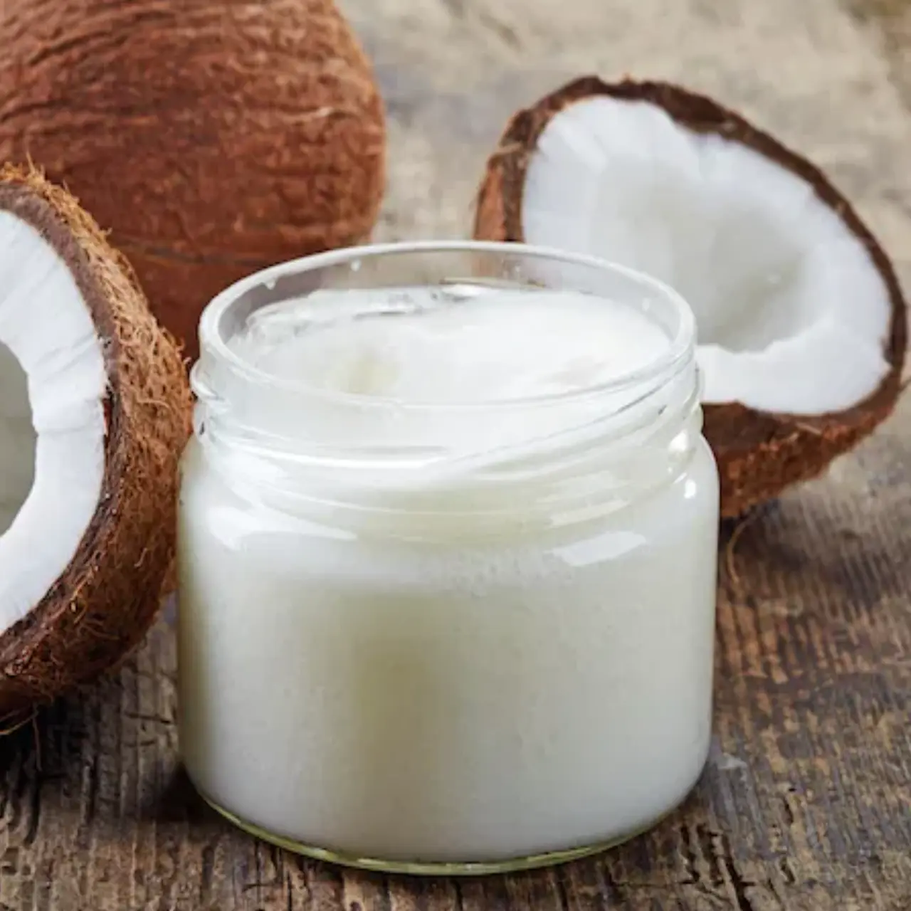 Frasco de aceite de coco.