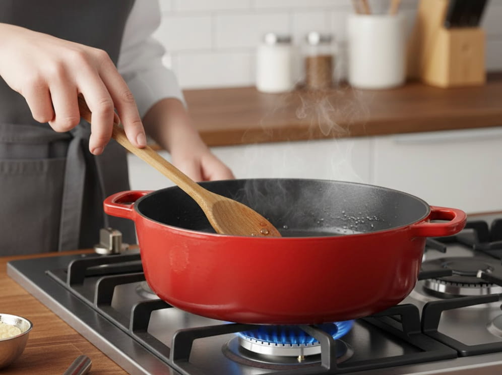 Inercia térmica ideal para mantener guisos calientes en la mesa
                o sellar carnes sin que la temperatura caiga