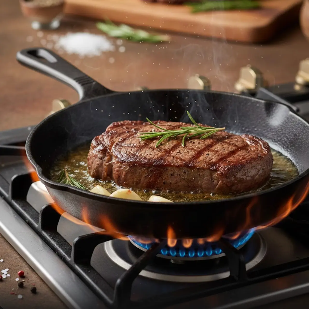 Sellado inicial de alimentos en sartén antes de colocar la tapa