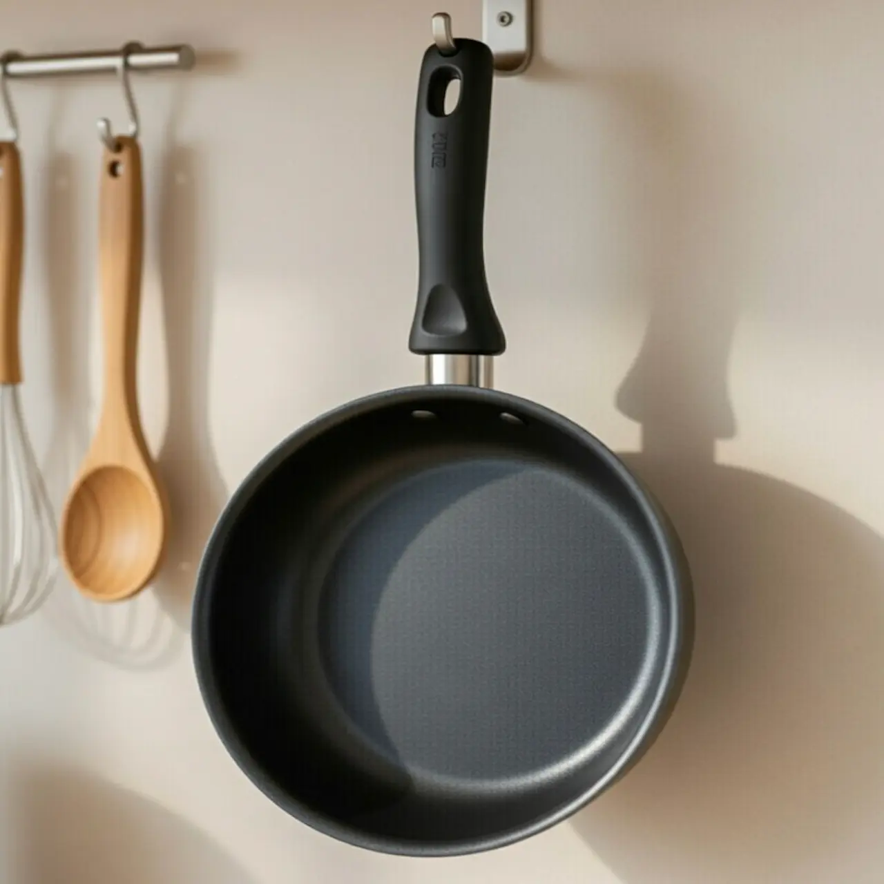 Paso 5: Sartenes almacenadas con protectores de fieltro para evitar el roce entre ellas