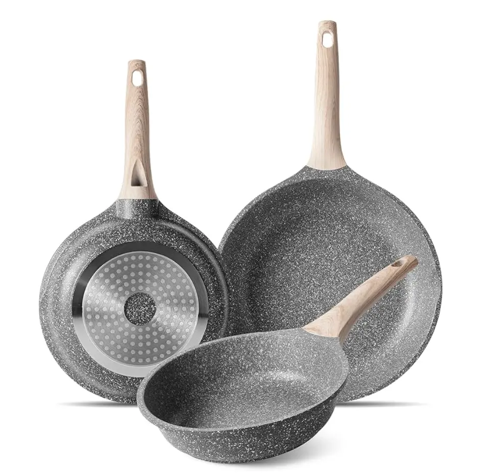 ZUOFENG - Juego de 3 Sartenes 20/24/28 cm Antiadherentes Aluminio Fundido
